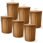 Plexon Large Metal Trash Can with Lid 20 Gallon, Decorative Outdoor Trash Can Heavy Duty Galvanized Metal Bucket with Lid for Garage Workshop Ash Storage Farmhouse, Copper 6 Pack
