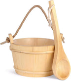 Sauna Bucket and Ladle Set,1Gallon Sauna(4 liters) Bucket and 14.5″Sauna Ladle,Sauna Accessories Handmade from Premium Pine Wood (Pine Wood 4L)