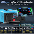 2000W Pure Sine Wave Power Inverter Voice Control AI Voice Assistant Support English 24V to 120V 60HZ with LCD Display, USB Port, for Car Home Laptop Truck
