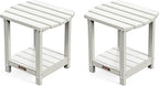 Ciokea Adirondack Outdoor Side Table 2 Pack, 2-Tier Sturdy Patio End Table for Patio, Pool, Porch, White