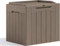 Patiolife 30 Gallon Resin Deck Box, Small Outdoor Storage for Garden Tools, Pool Supplies, Waterproof and Lockable, Brown