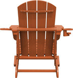 SERWALL Adirondack Chair with Cup Holders - Composite Adirondack Chairs Set of 6 HDPE Outdoor Chairs All Weather Use- Orange