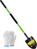 Shovel for Digging, Heavy Duty Gardening Shovel 57 Inch Straight Handle Round Blade with Non-Slip Tail Cover, Lawn and Yard Tools, Fiberglass Handle(Green)