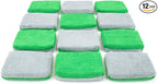 Autofiber Thin [Saver Applicator Terry] Ceramic Coating Applicator Sponge | 12 Pack | with Plastic Barrier to Reduce Product Waste. (Green/Gray)