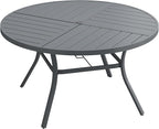 VICLLAX Outdoor Patio Round Dining Table, 54"x 54" Spliced Metal Tabletop for Deck Lawn Garden Backyard, Dark Grey