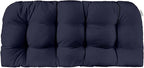 RSH DECOR Sunbrella Tufted Wicker Loveseat Cushion | 44” x 22" | Water and Fade-Resistant Performance Fabric | Outdoor Settee Cushion for Patio Furniture | Made in USA (Canvas Navy Blue)