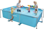 VEVOR Frame Above Ground Swimming Pool, 118 x 78 x 30 in Rectangular Steel Metal Frame, Large Rectangle Outdoor Backyard Family Pool, Easy to Assemble Rust-Resistant, 1046 Gallon Water Capacity, Blue