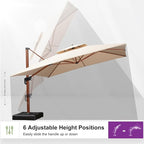 PURPLE LEAF 12ft Patio Umbrella Outdoor Square Umbrellas Large Cantilever Umbrella Windproof Offset Umbrellas Heavy Duty Sun Umbrella for Garden Deck Pool Patio, Beige