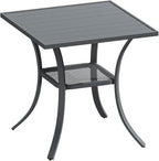 DIFY 27.6" Square Patio Dining Table, Grey Small Outdoor Bistro Table with Rust Resistant Metal Frame, Ideal for Lawn, Backyard and Deck