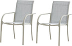 Patio Chairs Set of 2, Outdoor Dining Chairs with Breathable Textilene Fabric, Stackable Patio Chairs for Lawn, Garden, Backyard, Poolside, Beige