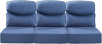 Luxury 24x24x6 Inch Smile Outdoor Sofa Cushions Set of 3 - Memory Foam Deep Seat Patio Furniture Pillows for Wicker Rocker Dining Chair Loveseat 3-Seater L-Shape Sectional Sofa - Navy Blue
