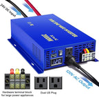 2000 Watt Pure Sine Wave Inverter 24V DC to 110v 120V AC, 2000W Car Power Invert Surge 4000W Power Converter for Solar System. (2000W 24V 120V) Blue