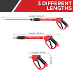 High Pressure Washer Gun 5000 PSI, Power Washer Gun with Replacement Wand Extension, 5 Nozzle Tips, 1/4''Quick Connect Plug and M22-14mm & M22-15mm Fitting, 40 Inch