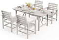 Patio Table and Chairs Set with Umbrella Hole, HDPE Patio Dining Set for 4, Outdoor Dining Set for Lawn, Patio, Porch, Deck, Poolside, Yard (White, 5-Piece)