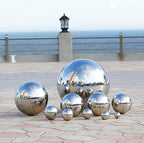 Nerien Gazing Ball, 6 Inch Stainless Steel Garden Mirror Globe, Polished Ornament Sphere, Hollow Floating Reflective Hemisphere, for Home Outdoor Pond Housewarming Swimming Pool Decoration, Silver