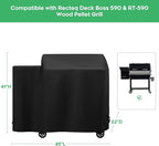 Heavy-Duty 600D Grill Cover fit for Recteq Deck Boss 590 & RT-590 Wood Pellet Grill, Waterproof, UV and Fade Resistant