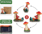 Solar Garden Gnomes Statues with Mushroom, Cute Funny Solar Powered Gnome Décor for Outdoor, Yard, or Patio as for Women Mom 8.5 Inch