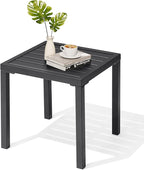 Crestlive Products Outdoor Side Table - Small Metal Square End Table - Easy to Assemble, Weather Resistant Ideal for Garden, Patio, Poolside, Beach, Balcony, Porch