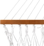 Original Pawleys Island Deluxe White DuraCord Rope Hammock – 13 ft. x 60 in., 2-Person, 450 lb Capacity, Oak Spreader Bar, Zinc-Plated Hardware, Handcrafted in The USA
