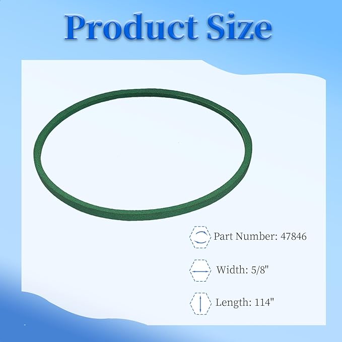 47846 Snow Thrower Auger Belt for Craftsman 48624837 48624838 486248381 486248391 486248392 48624853 486248531 snowblower (5/8"X 114")