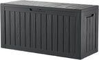 80 Gallon Resin Deck Box, Waterproof Outdoor Storage Bin for Patio Furniture, Pool Accessories, and Garden Tools, Lockable & UV-Resistant, Black