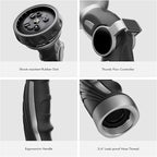RESTMO Water Hose Nozzle, Metal Garden Hose Sprayer, Heavy Duty | 9 Spray Patterns | High Pressure | Thumb Flow Control, Ideal for Outdoor Lawn & Plant Watering, Car & Pet Washing, Silver