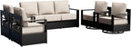 Outdoor Patio Furniture Set, 5-Piece Aluminum Patio Conversation Set All-Weather Metal Outdoor Sectional with 6 Inch Thick Cushions, Deep Setting for Garden, Outside and Porch