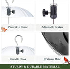 Kingsyard Adjustable Platform Bird Feeder for Outdoors Hanging, Metal Tray Bird Feeder with Dome Top, Attract Bluebirds Cardinals Goldfinches (Black)