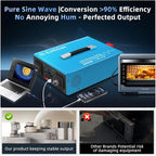 2000W Pure Sine Wave Power Inverter Voice Control AI Voice Assistant Support English 24V to 120V 60HZ with LCD Display, USB Port, for Car Home Laptop Truck