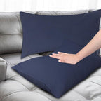 Covers & All Premium Square Throw Pillow Inserts with Covers Set of 4, 20 x 26 Inches Navy Blue, Decorative Cushions for Couch Sofa Home Decor Office Travel UV Resistant Waterproof Soft Cushions