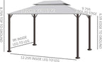 Outsunny 10' x 13' Patio Gazebo, Outdoor Gazebo Canopy Shelter with Netting and Curtains, Aluminum Frame for Garden, Lawn, Backyard and Deck, Light Gray