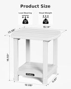 Ciokea Adirondack Outdoor Side Table, 2-Tier Sturdy Patio End Table Weather Resistant, Morden Side Table for Patio, Pool, Porch, White