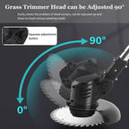 21V Electric Weed Wacker with Wheel, Cordless Weed Eater with 2 x Batteries & 1 Charger, 3 in 1 Grass String Trimmer/Brush Cutter/Edger, Stringless Lightweight Weed Trimmer for Garden, Yard and Lawn