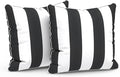 LVTXIII Outdoor Throw Pillows 18x18 Patio Waterproof Square Pillows with Piping Fade Resistant Accent Pillow for Spring Summer Garden Decoration, Set of 2, Cabana Black