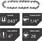 5 Pieces GTA 26 4 Inch Mini Chainsaw Chain for Stihl GTA 26 Replace Blade Pruner Mini Chainsaw Hand Held 4-inch Portable Electric Chainsaw Cordless for Tree Branches 3670 005 0028