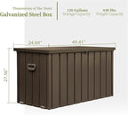 CHUNLY 120 Gallon Outdoor Deck Box, Waterproof Patio Storage Box Storage Bench for Outside Cushions, Garden Tools, Pool Accessories (Dark Brown)