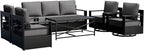 Outdoor Patio Furniture Set, 6-Piece Aluminum Patio Conversation Set All-Weather Metal Outdoor Sectional with 6 Inch Thick Cushions, Deep Setting for Garden, Outside and Porch