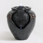 17.7 in. Glazed Pot Water Fountain with LED Light, Provide Indoor and Outdoor Water Features for Gardens、Backyard、Living Rooms、 Offices (Bronze Blue)