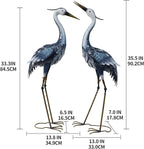 33-35 Inch Blue Heron Garden Statues for Outside, Metal Cranes for Yard Outdoor Decor, Standing Bird Sculptures for Patio, Lawn, and Backyard, Garden Sculptures & Statues, Set of 2