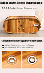 Wooden Hot Tub Bathroom Freestanding Soaking Non-Slip Bathtub Thickened Handrail Style Healthy Medicinal Bathtub For Both Adult And Child Family Members (Deluxe configuration with lid fumigation)