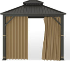 Gazebo Universal Replacement Privacy Curtain – Hugline 10' x 12' Gazebo Side Wall Outdoor Privacy Panel with Zipper (Khaki)