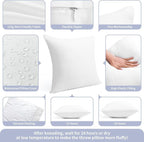18 x 18 Outdoor Pillow Inserts Medium Throw Pillow Inserts Pack of 2 Water Resistant Patio Furniture Pillows Decorative Porch Couch Pillows Premium Square Sofa Pillow, White