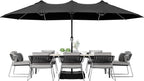Joyside 15FT Large Patio Umbrella with Base Included, Outdoor Double Sided Umbrella, Rectangle Umbrella with Crank Handle, 12 Sturdy Ribs for Deck, Porch and Pool