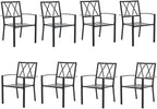 Outdoor Dining Chairs Set of 8, Aluminum Frame Stackable Patio Dining Chairs with Armrest, Wrought Iron Patio Bistro Chairs for Lawn, Backyard, Garden, Porch