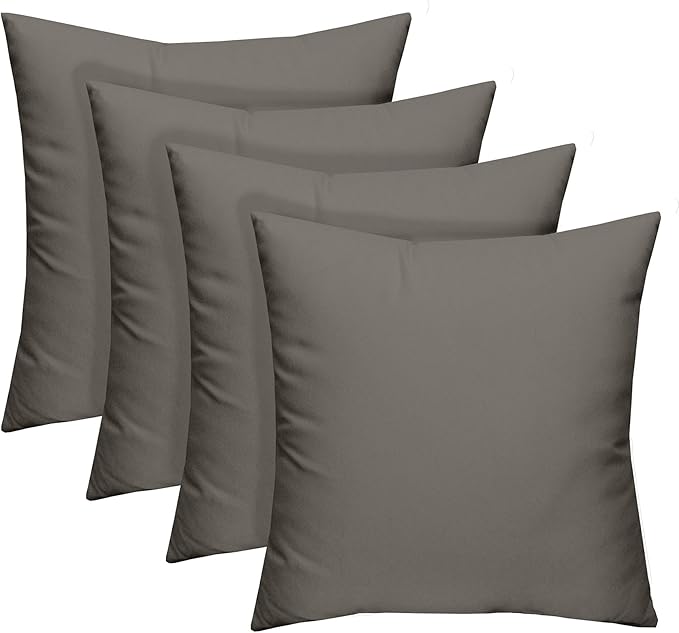 RSH DECOR: Square Throw Pillows Set of 4 | 17” x 17” | All-Weather Spun Fabric | Water and Fade-Resistant | Outdoor Accent Pillows for Patio Furniture | Charcoal Grey