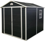 6x8 FT Outdoor Storage Shed, Resin Garden Shed with Thick Floor, Plastic Storage Shed with Window, Waterproof Outside Tool Shed with Lockable Hinged Doors for Backyard, Patio, Lawn, Black