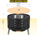 GarveeLife 26 in Smokeless Fire Pit with Removable Ash Pan, Wood Burning Firepit Table with Fire Poker,Smokeless Outdoor Fireplace with Carrying Bag, Outdoor Fire Pits for Bbq, Table, Bonfire, Camping