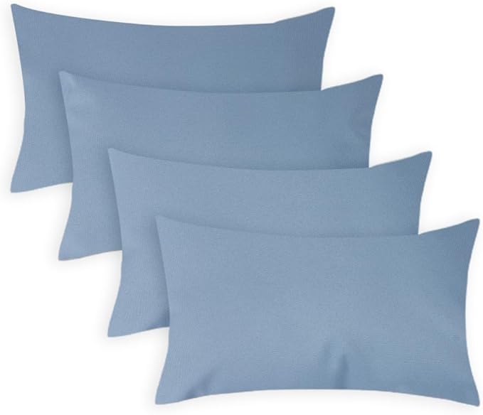 Covers & All Premium Square Throw Pillow Inserts with Covers Set of 4, 12 x 20 Inches Sky Blue, Decorative Cushions for Couch Sofa Home Decor Office Travel UV Resistant Waterproof Soft Cushions