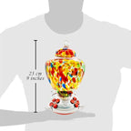REZIPO Hummingbird Feeder with Perch - Hand Blown Glass - Colored - 38 Fluid Ounces Hummingbird Nectar Capacity Include Hanging Wires and Moat Hook