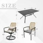 7-Piece Outdoor Dining Set, 6 Stackable Chairs with Cushions ＆ 63'' Rectangular Outdoor Table, Wicker Rattan Design, All Weather Frame Furniture Set
